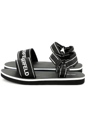 Karl Lagerfeld Para menina. Z30374 Sandálias pretas leves (30), , Plano, Velcro, Casual, moda infantil