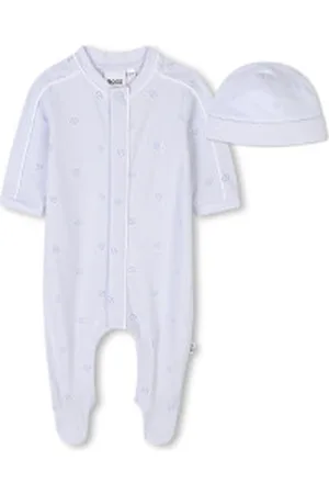 HUGO BOSS Para menino. J52221 Conjunto de pijama e babete em piqué azul claro (1mes= 54cm), Homewear, Algodão, Manga comprida, moda infantil
