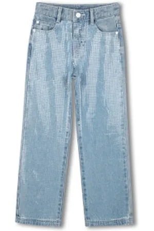 DKNY Para menina. D62334 Calças de ganga de cintura ajustável azuis (4Años= 102cm), , Casual, Algodão, Denim, moda infantil
