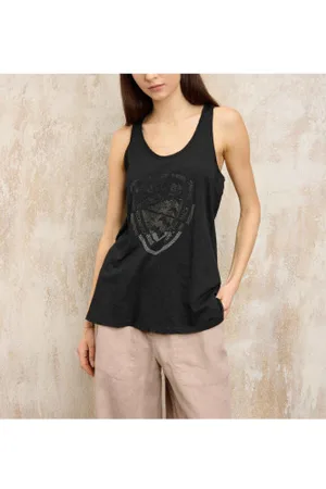 Blauer Para mulher. 25SBLDH03371 Camisola interior preta (S), , Casual, Algodão, Sem mangas / correias