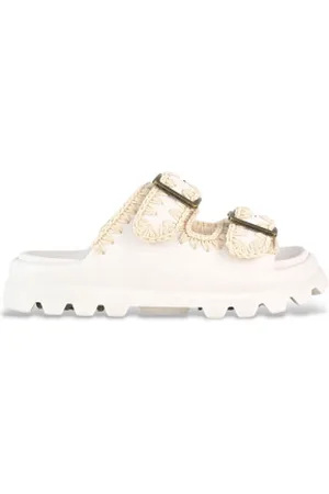 Mou Para mulher. MU.SW661001N Sandálias brancas com duas fivelas (37), , 1 a 3cm, Casual