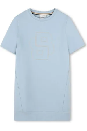 HUGO BOSS Para menina. J52138 Vestido de camisola (5años= 108cm), Casual, moda infantil