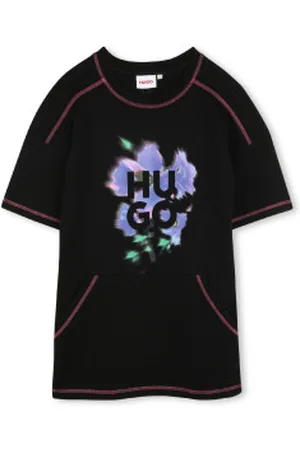 HUGO BOSS Para menina. G00413 Vestido de manga curta (8años= 126cm), Casual, Algodão, moda infantil