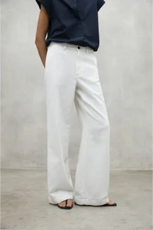 ECOALF Para mulher. MCWGAPAVALLS0186S25-000 Calças Valls brancas (44), , Casual, Algodão, Sustentável