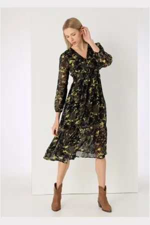 Lois Para mulher. 448142571 Vestido comprido de mangas compridas com estampado mágico (XS), Casual, Camuflagem, Viscoso, Manga c