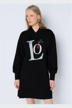 Lois Para mulher. 464382371 Vestido de camisola com abertura lateral (XS), Casual, Algodão, Manga comprida