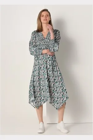 Lois Para mulher. 447682362 Vestido comprido de cetim com pregas de camuflagem (XS), Casual, Poliéster, Manga comprida