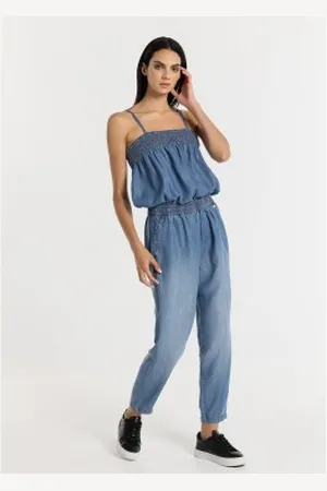Lois Para mulher. 290322497 Macacão em tecido Tencel - Manga comprida com alças azuis (XS), , Casual, Sem mangas / correias