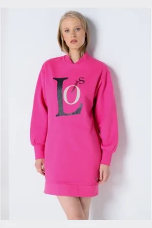 Lois Para mulher. 464382371 Vestido de camisola com abertura lateral cor-de- (XS), Casual, Algodão, Manga comprida