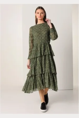 Lois Para mulher. 447732376 Minivestido verde com estampado floral (XS), Casual, Multicolor, Poliéster, Manga comprida