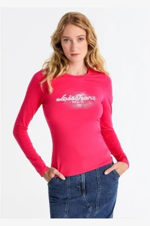 Lois Para mulher. 422882659 T-shirt com logótipo gráfico no peito (XS), Casual, Algodão, Manga comprida