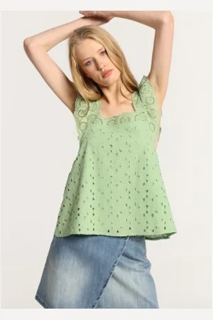 Lois Para mulher. 431452483 Top com folhos (XS), Casual, Algodão, Sem mangas / correias