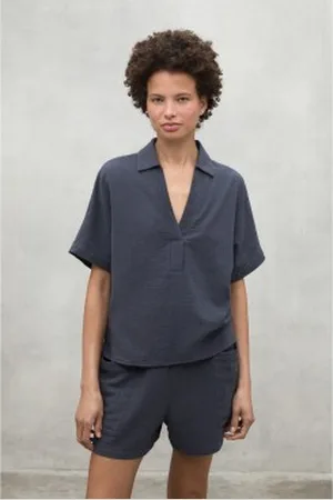 ECOALF Para mulher. MCWGASRDENIS0748S25-316 Camisa cinzenta Denis (L), Casual, , Manga curta, Algodão orgânico, Sustentável