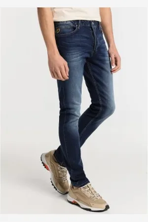 Lois Para homem. 101923612 Calças de ganga de corte justo - Calças de ganga azul-marinho de lavagem média (28), Casual, Algodão, Denim