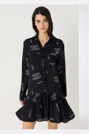 Lois Para mulher. 448132570 Vestido curto estampado de manga comprida com mangas compridas (XS), Casual, Viscoso