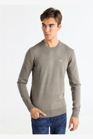 Bendorff Para homem. 870205164 Camisola de malha básica com logótipo bordado em cinzento (S), Casual, , Algodão, Manga comprida