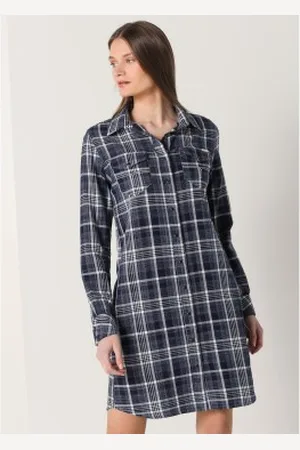 Lois Para mulher. 447752397 Vestido curto xadrez (XS), Casual, Algodão, Manga comprida