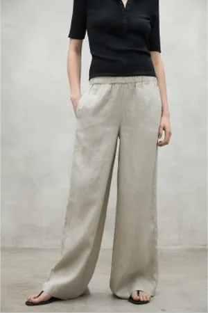 ECOALF Para mulher. MCWGAPAMOSSI0710S25-996 Calças Mossi cinzentas (L), , Casual, Linho, Sustentável