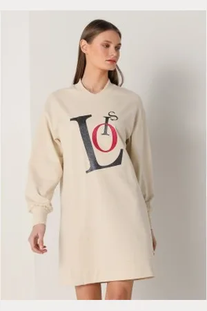 Lois Para mulher. 464382371 Vestido de camisola com abertura lateral (XS), Casual, Algodão, Manga comprida