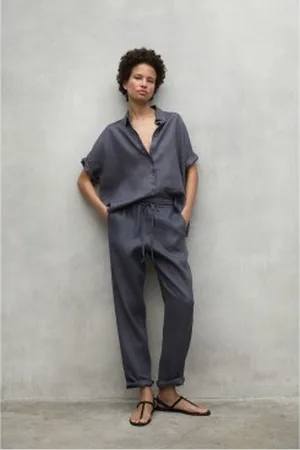 ECOALF Para mulher. MCWGAPAINDI00710S25-316 Calças Indi cinzentas (M), Casual, , Linho, Sustentável