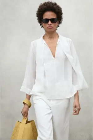 ECOALF Para mulher. MCWGASRLUCI00185S25-000 Camisa Luci branca (L), , Casual, Manga comprida, Lyocell, Sustentável