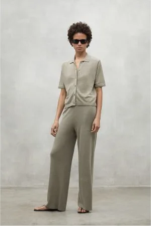 ECOALF Para mulher. MCWGAPAASON00636S25-534 Calças Ason cinzentas (M), Casual, , Linho, Sustentável