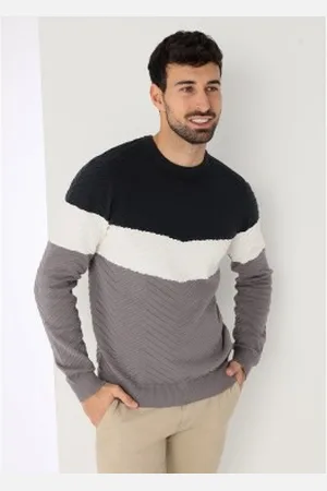 Bendorff Para homem. 870465408 Camisola de malha canelada otomana com gola em caixa multicolorida (M), Casual, Algodão