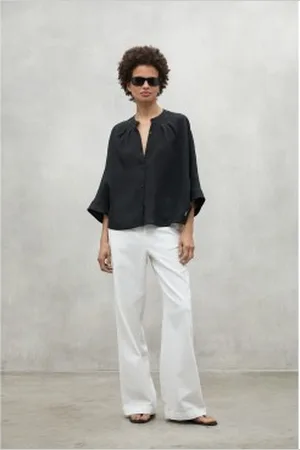 ECOALF Para mulher. MCWGASRTAMAR0185S25-319 Camisa Tamara preta (S), , Casual, Modal, Manga comprida, Sustentável