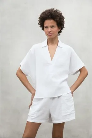 ECOALF Para mulher. MCWGASRDENIS0748S25-000 Camisa Denis branca (XS), , Casual, Manga curta, Algodão orgânico, Sustentável