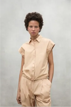 ECOALF Para mulher. MCWGASRFAYE00712S25-536 Camisa Faye (L), Marrom, Casual, Manga curta, Algodão orgânico, Sustentável