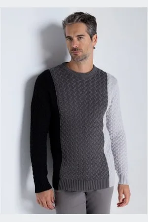 Bendorff Para homem. 870305267 Camisola de malha multicolorida com gola box preta (S), , Casual, Algodão, Manga comprida