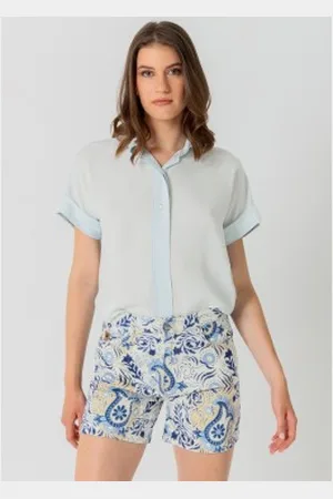 Lois Para mulher. 217332509 Calções de ganga mom fit - Corte comprido com paisley multicolor (26), Casual, Algodão