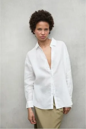ECOALF Para mulher. MCWGASRDARIA0709S25-000 Camisa Daria branca (L), , Casual, Linho, Manga comprida, Sustentável