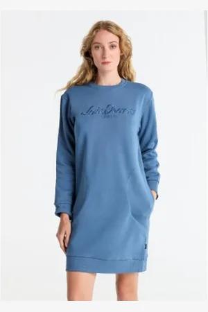 Lois Para mulher. 448202655 Vestido curto de camisola com bolsos laterais e logótipo bordado no peito em (XS), Casual, Algodão, M