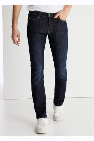 Lois Para homem. 101913636 Calças de ganga com tecido de enxaguamento Bi-Stretch da Marinha (29), Casual, Algodão, Denim