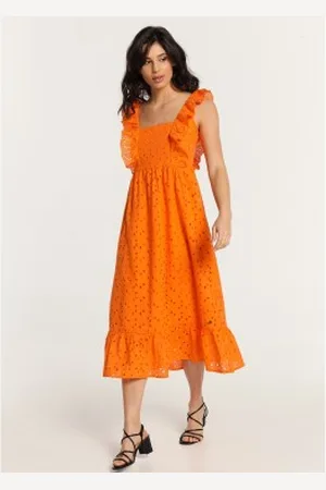 Lois Para mulher. 447922483 Vestido midi com folhos, sem alças e sem corte, com folhos (XS), Casual, Algodão, Sem mangas / cor