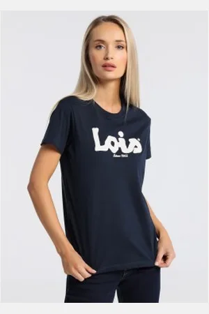 Lois Para mulher. 422052140 T-shirt de manga curta da Marinha (XL), Casual, Algodão