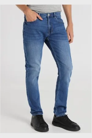 Lois Para homem. 101913618 Calças de ganga de corte fino azuis (28), Azul, Casual, Algodão, Denim