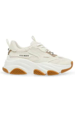 Steve Madden Para mulher. SM19000033 Sapatilhas de couro bege Possession-E - 7 cm de altura da plataforma (39), 5 a 8cm, Cordão, Casual