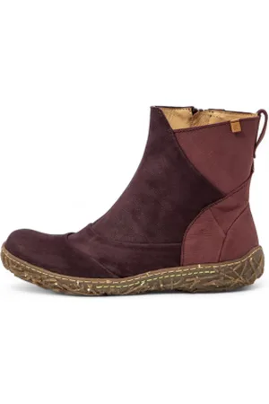 El Naturalista Para mulher. 2545011DA005_5DA Botins em pele N5450 castanho, (36), Couro, Plano, Zíper, Casual, Grená, Lilás