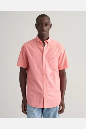 GANT Para homem. 3240101 Camisa de manga curta de ajuste regular em algodão e linho cor-de- (L), Casual