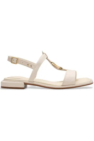 Clarks Para mulher. 26181241 Sandálias Ariany Sling em pele branco creme (36.5), Couro, 1 a 3cm, Fivela, Casual