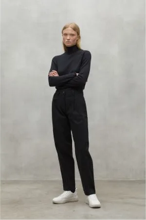 ECOALF Para mulher. MCWGAPAJERTE0174W24-319 Calças Jerte pretas (34), , Casual, Algodão