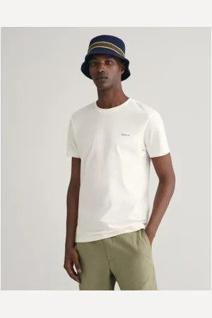 GANT Para homem. 2013032 T-shirt branca com logótipo em contraste (L), , Casual, Algodão, Manga curta
