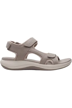 Clarks Para mulher. 26171413 Sandálias Mira Bay cinzentas (35.5), Plano, Velcro, Casual, Cinza