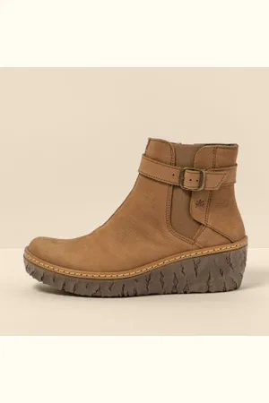 El Naturalista Para mulher. 251331F50005_024 Botins em pele N5133 Pleasant Honey / Myth Yggdrasil (36), Couro, Plano, 1 a 3cm, Casual, Amare
