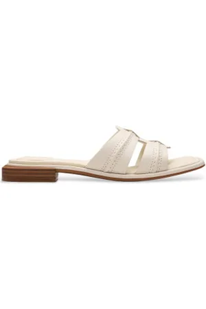 Clarks Para mulher. 26181237 Ariany Mule sandálias de couro branco creme (36.5), 1 a 3cm, Nenhum, Casual
