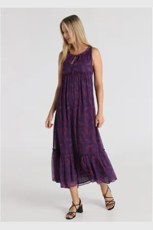 Lois Para mulher. 448302690 Vestido comprido sem mangas com estampado mino e laço no decote (XS), Casual, Poliéster, Sem mangas