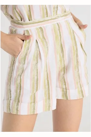 Lois Para mulher. 217432726 Calção - Estampado às riscas multicoloridas com efeito acurela (26), Casual, Algodão