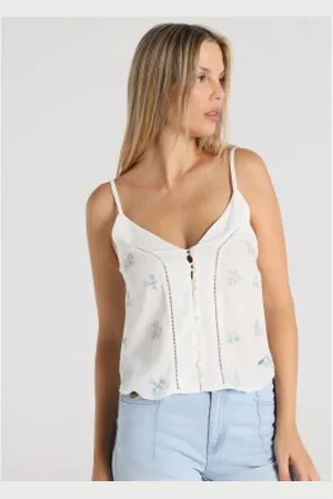 Lois Para mulher. 423142703 Top com alças bordadas com botões em freedom (S), Casual, Viscoso, Sem mangas / correias